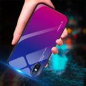 Etui pokrowiec nakładka ze szkła hartowanego do iPhone XS / iPhone X różowo-fioletowy