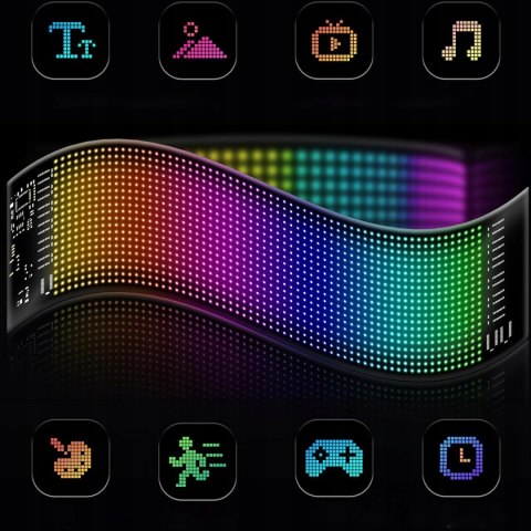 Nowoczesny Wyświetlacz Ekran LED do Samochodu Kolorowy Sterowany Aplikacją