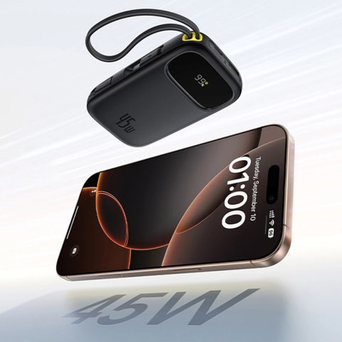 Powerbank Baseus EnerFill FC31 10000mAh 45W z kablami USB-C i Lightning - czarny