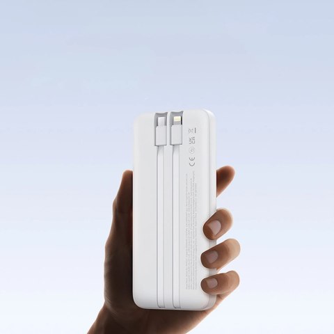 Powerbank Baseus Lipow 10000mAh 22,5W z dwoma wbudowanymi kablami (z kablem Baseus Simple USB-A - USB-C 3A 20cm) - biały