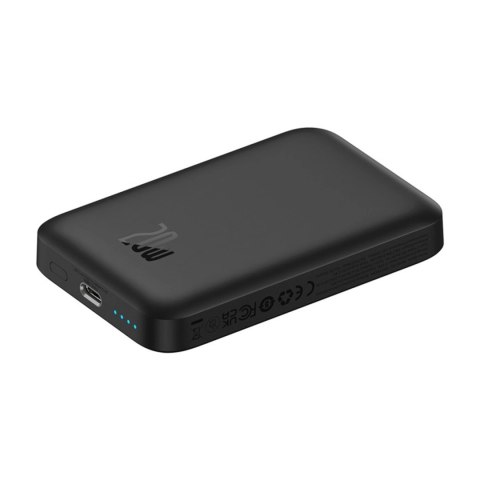 Powerbank Baseus Magnetic Mini Air 6000mAh 20W z ładowaniem indukcyjnym z kablem Baseus Simple USB-C (20V/3A) 30cm - czarny
