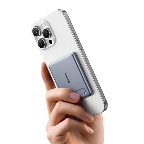 Powerbank Baseus PicoGo AM31 Qi2 5000mAh 20W ultracienki kompatybilny z MagSafe z podstawką z kablem plecionym Baseus Simple USB