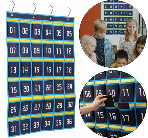 Organizer na telefony 42 numerowanych kieszeni do klasy i biura Braders