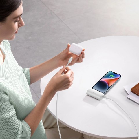 Powerbank Baseus Compact 5000mAh 20W ze złączem Lightning i gniazdem USB-C - biały