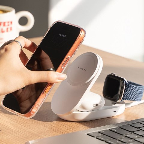 RINGKE QI2.2 25W 3IN1 MAGNETIC MAGSAFE WIRELESS FOLDING CHARGER WHITE