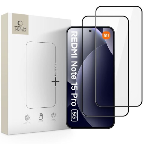 SZKŁO HARTOWANE TECH-PROTECT GLASS FIT+ 2-PACK XIAOMI REDMI NOTE 15 PRO 5G BLACK