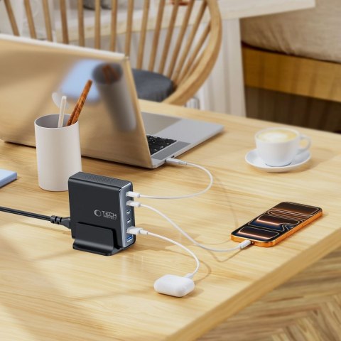 TECH-PROTECT DC160W-GAN 6-PORT DESKTOP CHARGER PD 160W / QC3.0 BLACK