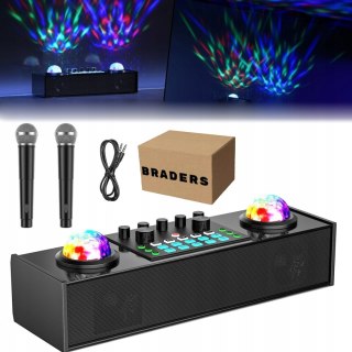 Zestaw Karaoke Braders Bluetooth głośnik + 2 mikrofony LED impreza party
