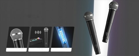 Zestaw Karaoke Braders Bluetooth głośnik + 2 mikrofony LED impreza party