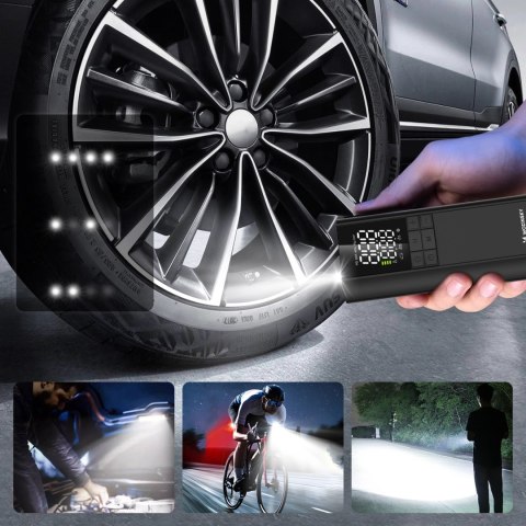 Kompresor Wozinsky WPEP-8000 pompka elektryczna powerbank 8000mAh latarka - czarny