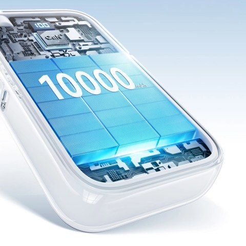 Powerbank Joyroom JR-PR2L 10000mAh 35W z wbudowanym zwijanym kablem USB-C i kablem-smyczą Lightning - biały