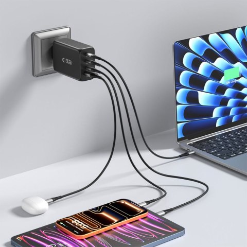 TECH-PROTECT NC240W-GAN 4-PORT NETWORK CHARGER PD 240W / QC3.0 BLACK