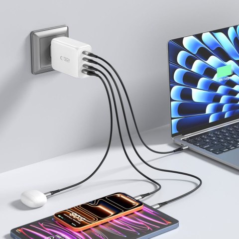TECH-PROTECT NC240W-GAN 4-PORT NETWORK CHARGER PD 240W / QC3.0 WHITE