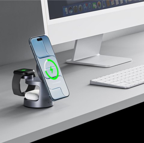 TECH-PROTECT QI2.2-25W-A48 3IN1 MAGNETIC MAGSAFE WIRELESS CHARGER DARK GREY