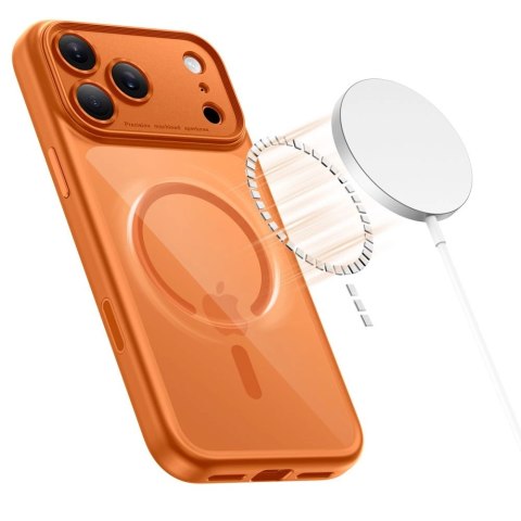 Etui Tech-Protect Magpeak Magsafe CC na iPhone 17 Pro - przezroczysto-pomarańczowe