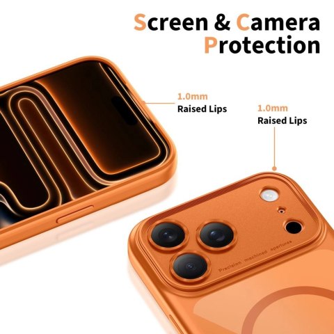 Etui Tech-Protect Magpeak Magsafe CC na iPhone 17 Pro - przezroczysto-pomarańczowe