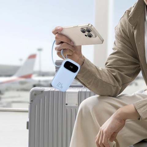 Powerbank Baseus EnerFill FC31 20000mAh 22.5W z wyświetlaczem cyfrowym z 2 wbudowanymi kablami - niebieski