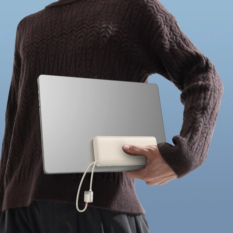 Powerbank Baseus EnerFill FC41 20000mAh 100W z wyświetlaczem cyfrowym z dwoma wbudowanymi kablami USB-C - beżowy