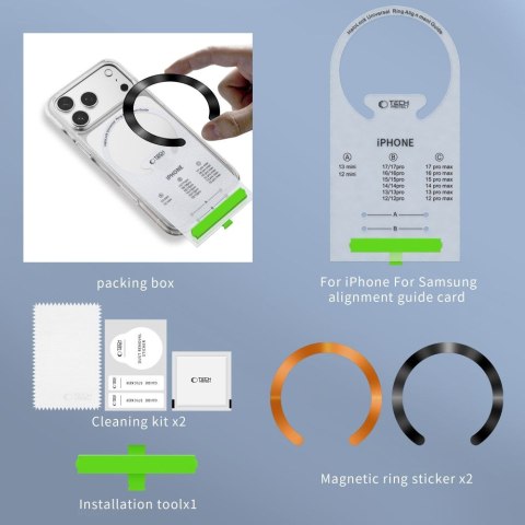 TECH-PROTECT MMP-210 MAGNETIC MAGSAFE RING 2-PACK BLACK & COSMIC ORANGE