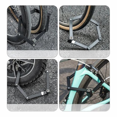 Zapięcie rowerowe Rockbros 32140003001 na klucz z uchwytem składane 88cm - czarne