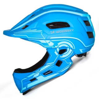 Kask rowerowy fullface dziecięcy Wozinsky z tylną lampką USB S - niebieski