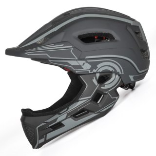 Kask rowerowy fullface dziecięcy Wozinsky z tylną lampką USB S - szary