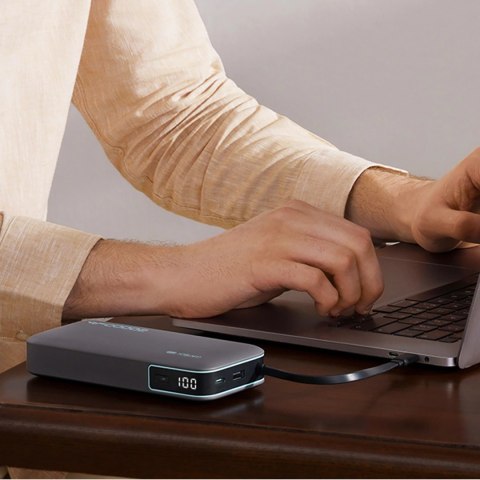 Powerbank Cuktech CUKP200NGLDG 55W 20000mAh z wbudowanym kablem USB-C - szary
