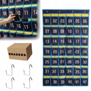 Organizer na telefony 42 numerowanych kieszeni do klasy i biura Braders