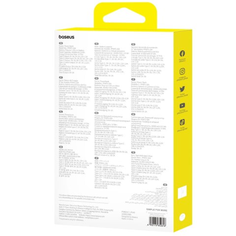 Powerbank Baseus Airpow Lite 10000mAh 22,5W z wbudowanymi kablami USB-C i Lightning - biały