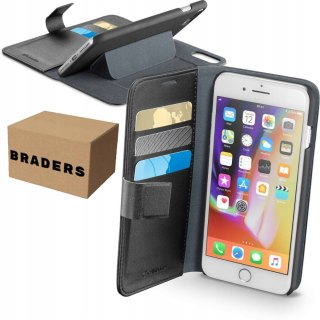 Etui Cellularline Book Agenda iPhone 7 Plus / 8 Plus czarne z kieszonkami