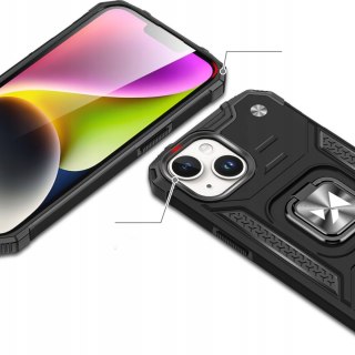 Pancerne etui Ring Armor do iPhone 15 Plus z uchwytem - niebieskie