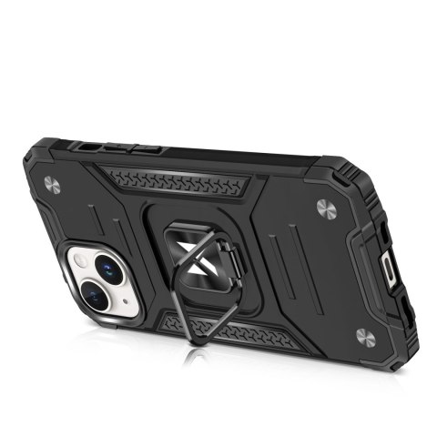 Pancerne etui Ring Armor do iPhone 15 Plus z uchwytem - niebieskie