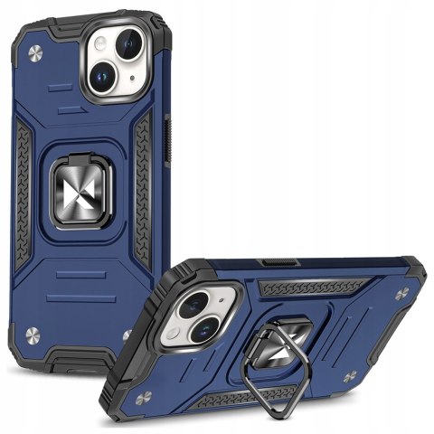 Pancerne etui Ring Armor do iPhone 15 Plus z uchwytem - niebieskie
