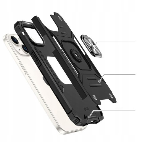 Pancerne etui Ring Armor do iPhone 15 Plus z uchwytem - niebieskie