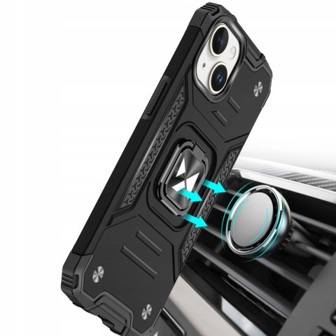Pancerne etui Ring Armor do iPhone 15 Plus z uchwytem - niebieskie