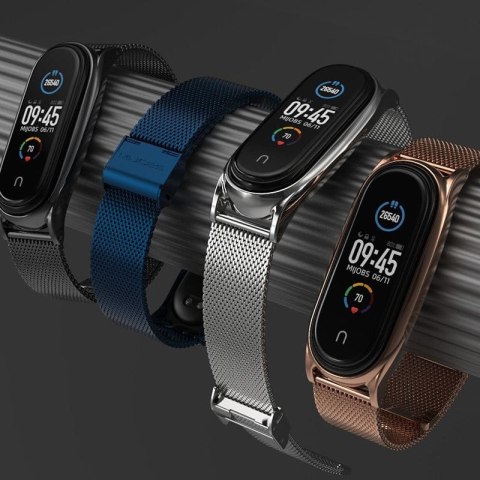 Pasek Opaska Bransoleta Metal Klamra Czarny do Xiaomi Mi Band 5 / 6 / 7