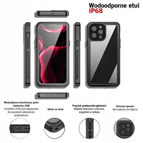 Wodoodporne etui IP68 czarne do Apple iPhone 16e - pancerna ochrona