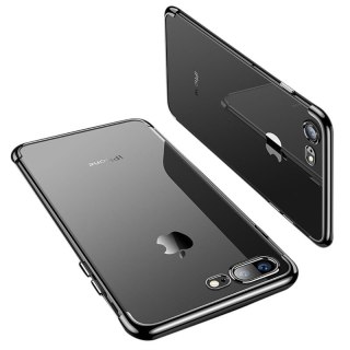 Żelowy pokrowiec etui z metaliczną ramką do iPhone 8 Plus / iPhone 7 Plus czarny