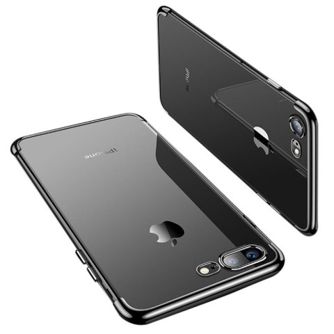 Żelowy pokrowiec etui z metaliczną ramką do iPhone 8 Plus / iPhone 7 Plus czarny