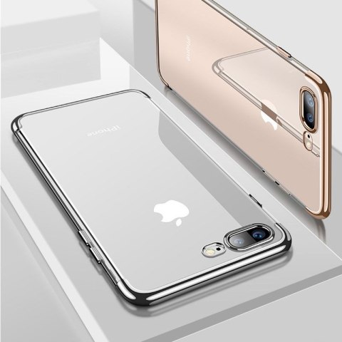 Żelowy pokrowiec etui z metaliczną ramką do iPhone 8 Plus / iPhone 7 Plus czarny