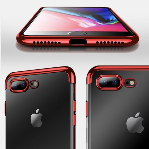 Żelowy pokrowiec etui z metaliczną ramką do iPhone 8 Plus / iPhone 7 Plus czarny