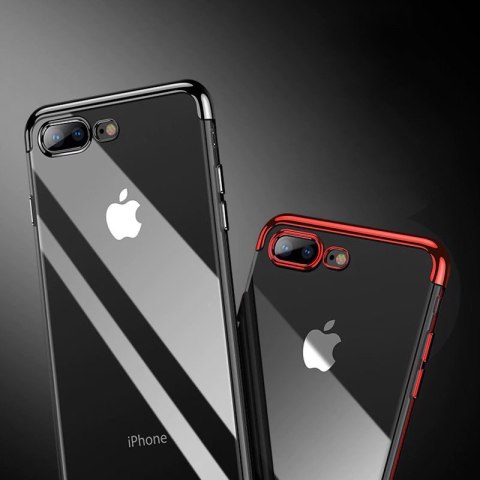 Żelowy pokrowiec etui z metaliczną ramką do iPhone 8 Plus / iPhone 7 Plus czarny