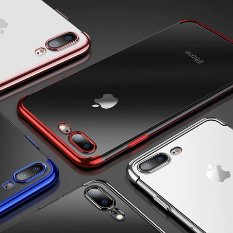 Żelowy pokrowiec etui z metaliczną ramką do iPhone 8 Plus / iPhone 7 Plus czarny