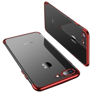 Żelowy pokrowiec etui z metaliczną ramką do iPhone 8 Plus / iPhone 7 Plus czerwony