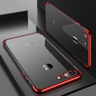 Żelowy pokrowiec etui z metaliczną ramką do iPhone 8 Plus / iPhone 7 Plus czerwony