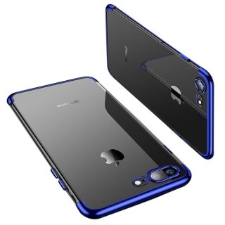 Żelowy pokrowiec etui z metaliczną ramką do iPhone 8 Plus / iPhone 7 Plus niebieski