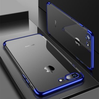 Żelowy pokrowiec etui z metaliczną ramką do iPhone 8 Plus / iPhone 7 Plus niebieski