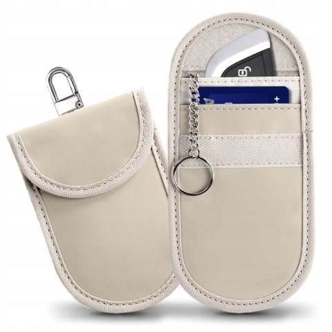 Etui antykradzieżowe RFID do kluczyków samochodowych - pokrowiec beżowy