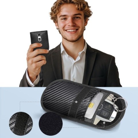 Etui antykradzieżowe RFID do kluczyków samochodowych - pokrowiec czarny