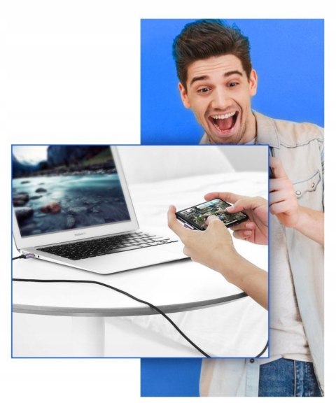 Kabel UG USB-C Typ C Kątowy 90 Stopni - Szybkie Ładowanie QC 3.0, 3A, 1m